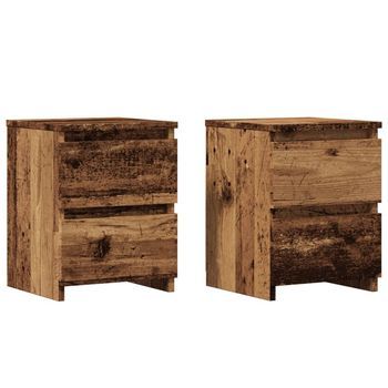 Mesitas De Noche 2 Uds Madera Ingeniería Envejecida 30x30x40 Cm Vidaxl