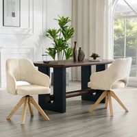 set de 2 sillas giratorias - sillas de comedor - madera y tejido - blanco 45x48x85cm