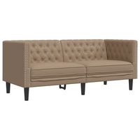 sofa chesterfield de 2 plazas  sofa de descanso cuero artificial marron capuchino