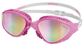 Gafas de natacion buddyswim ozeanx rosa blanco iridium espejo