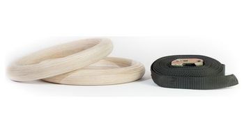 Anillas de madera con correa gorilla grip 32 mm  par