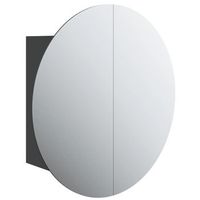 armario de bano  mueble de bano con espejo redondo y led negro 47x47x175 cm