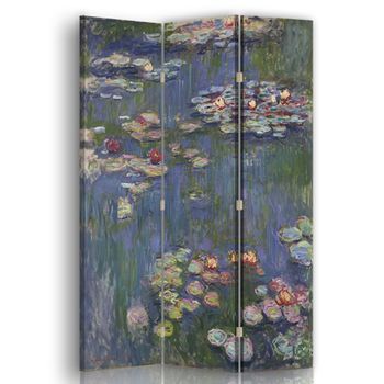 Legendarte - Biombo Nenúfares - Claude Monet - Separador De Ambientes Para Interiores Cm. 110x150 (3 Paneles)