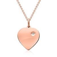 cadena de plata rosa incl colgante corazon circonita cubica