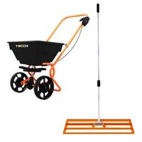 nivelador de cesped t-mech de 100cm naranja y esparcidor rotativo