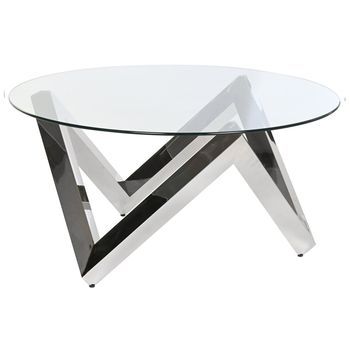 Mesa Centro Acero Cristal Templado 90x90x45