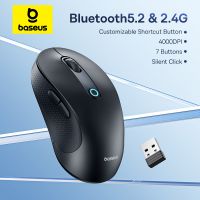 baseus f02 raton inalambrico bluetooth 52 24g 4000dpi ergonomico 7 botones silenciosos ratones para ipad macbook tableta ordenador portatil raton
