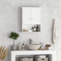 armario bano de pared con 2 puertas de mdf homcom 60x20x705cm-blanco