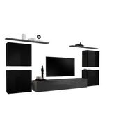 conjunto de muebles para salon switch iv diseno color gris y negro brillante