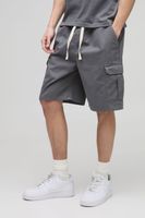 pantalon corto tall cargo holgado con cintura elastica gris