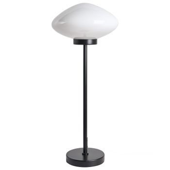 Lámpara De Mesa Moderna Base De Hierro Pantalla De Vidrio Salón Negro Blanco Sibun