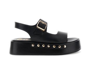 sandalias fraile en piel napa con tachuelas en la cuña black 37