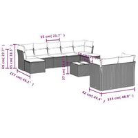 conjunto de sofas para exteriores combinacion de 10 piezas material de mimbre artificial gris