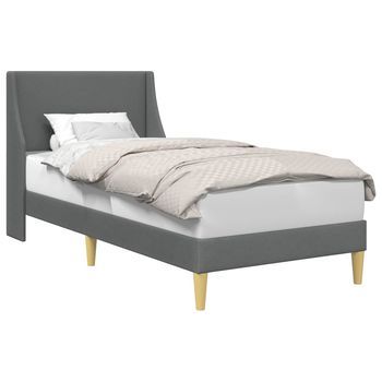 Cama Individual | Cama Para Adulto | Estructura De Cama Liso Gris Oscuro 100 X 200 Cm Tela