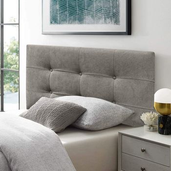 Cabecero Cama Texas Button Deluxe Tapizado Tejido Antimanchas Gris 180x70cm