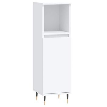 Armario De Baño | Mueble Baño Madera De Ingeniería Blanco 30x30x100 Cm