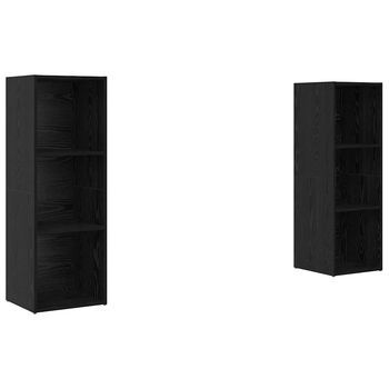 Conjunto De Mueble De Tv 2 Piezas Roble Negro 107 X 35 X 37 Cm