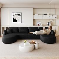 sofa modular de esquina en forma de u - mueble de salon - chenilla - negro 336x168x85cm