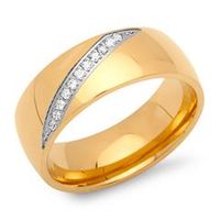 anillo acero inoxidable chapado en oro 8mm con circonita