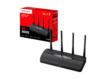 Router - Mercusys MR27BE, 3600 Mbps, WiFi 7 AX3600 Doble Banda, Puerto 2.5G Multi-Gigabit, Tecnología MLO, 4 Antenas, Red Mesh, Negro