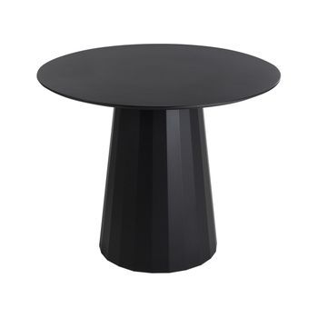 Mesa De Comedor De Madera De Mdf Con Estructura De Acero 100 Cm Pedestal Negro Plato