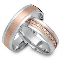 alianzas 14 quilates oro rojo-blanco 33 diamantes
