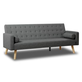 Sofá Cama Gris Antracita 3 Plazas Acolchado Nalui One Dots