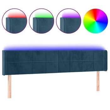 Cabecero Con Led De Terciopelo Azul Oscuro 183x16x78/88 Cm Vidaxl