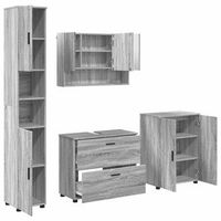 juego de muebles de bano 4 uds gris sonoma 35 x 30 x 192 cm vidaxl