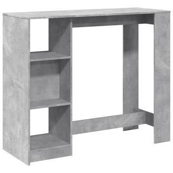 Mesa Bar Con Estante Madera Gris Hormigón 124x46x103,5 Cm Vidaxl