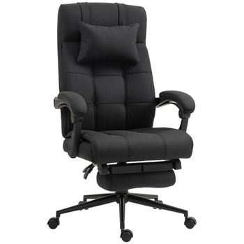Vinsetto Silla de Escritorio Reclinable con Altura Ajustable Reposapiés Reposacabezas y Reposabrazos 66x76x112-120 cm Negro