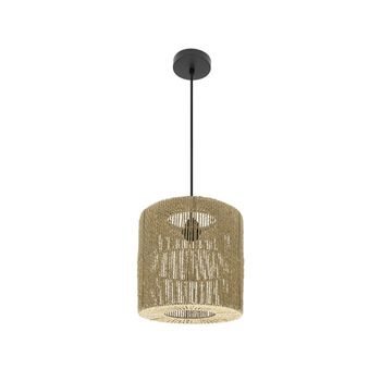 FABRILAMP Lámpara de techo colgante Fabriano 1xe27 Negro/natural Regx28x28cm