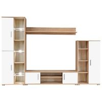 mueble salon pared para tv con luces led roble sonoma y blanco vidaxl