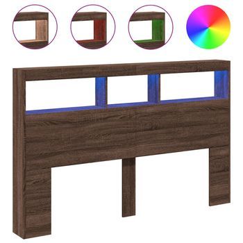 Cabecero De Cama Con Luz Led Marrón Roble 160x17x102 Cm