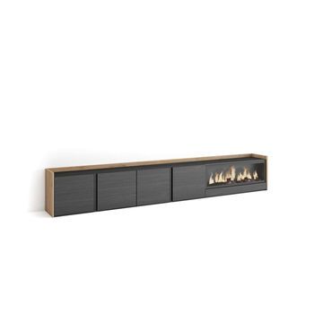Mueble Tv Benagalbón-02 Con Chimenea Eléctrica Y Almacenaje
