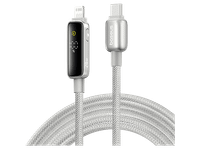 cable usb - baseus vipow usb-c a lightning 200 cm 20w 480 mbps con pantalla inteligente carga rapida resistencia extrema gris galaxy