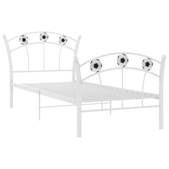 Estructura De Cama Con Diseño De Fútbol Metal Blanco 90x200 Cm