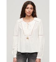 superdry para mujer w6011862a blusa ibiza blanco s casual manga larga algodon organico sostenible
