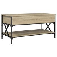 mesa de centro madera ingenieria metal roble sonoma 100x50x50cm vidaxl
