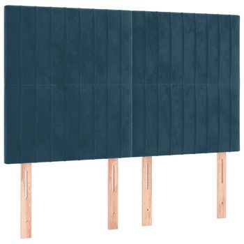 Pack 4 Uds Cabeceros Cama | Panel De Cabeceras Terciopelo Azul Oscuro 72x5x78/88 Cm