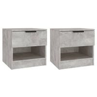 pack 2 uds mesita de noche  armario de noche  mesa de noche madera contrachapada gris hormigon