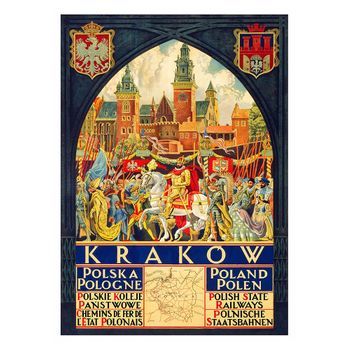 Legendarte - Cartel Turístico Vintage Krakow - Cuadro Lienzo, Impresión Digital Cm. 50x70