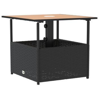 Mesa De Jardín，mesa Para Exteriores，mesa De Patio Agujero De Sombrilla Ratán Negro 55x55x46,5 Cm