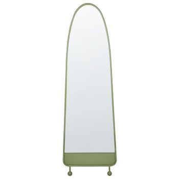 Espejo De Pared Moderno Ovalado Marco Metal Hierro Decoración Sala De Estar 45 X 146 Cm Verde Parnay