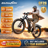 bicicleta electrica todoterreno zazawork cf26 neumaticos gruesos de 26 pulgadas bateria de 48v 20ah motor de 250w freno de disco hidraulico de 7 velocidades alcance de hasta 120 km bicicleta