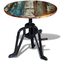 mesita auxiliar  mesa de apoyo madera reciclada y hierro fundido 60x42-63 cm