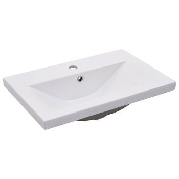 Lavabo Encastrado De Cerámica Blanco 61x39,5x18,5 Cm Vidaxl