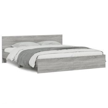 Estructura De Cama Con Cabecero Gris Sonoma 160x200 Cm Vidaxl