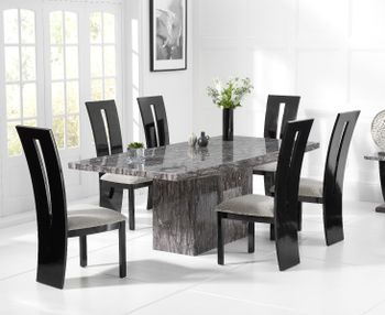 Crema 220cm Grey Marble Dining Table with Verbier Chairs