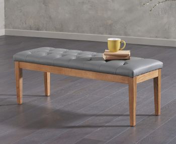 Camille Medium Grey Faux Leather Bench